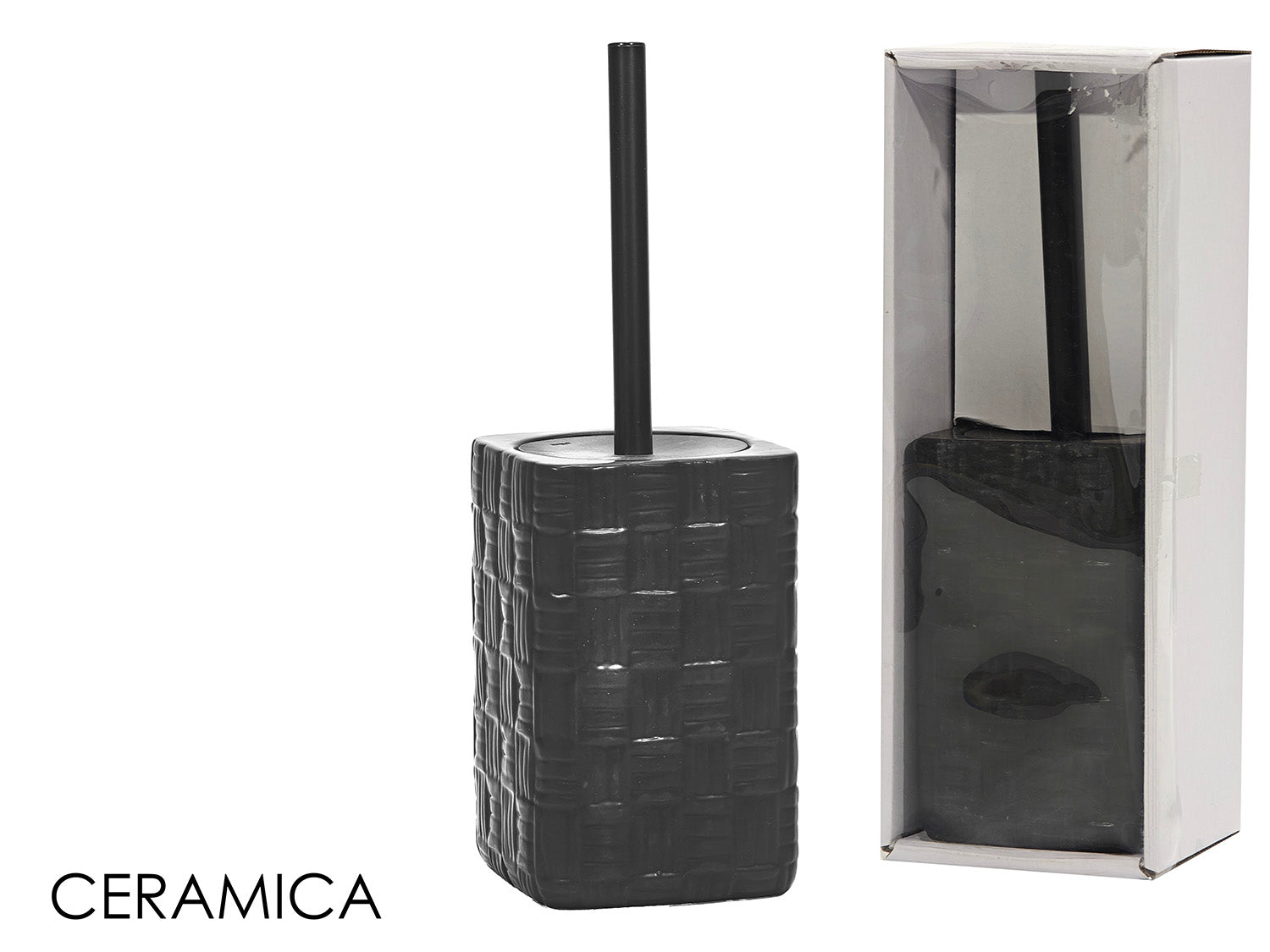 GT PORTASCOPINO 11X11XH33CM NERO SET BAGNO MODELLO BOTTEGA