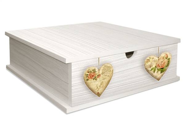 LUPIA PORTACIALDE SHABBY 33X33X11CM ROSE HEART