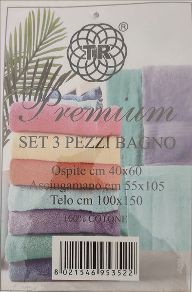 TR ASCIUGAMANO SET 3PZ BAGNO ASCIUGAMANO, OSPITE, TELO