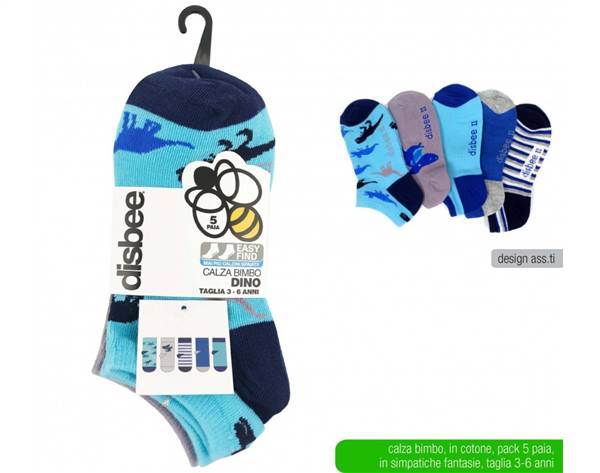 DISBEE CALZA BIMBO DINO 3-6 ANNI 5PZ 