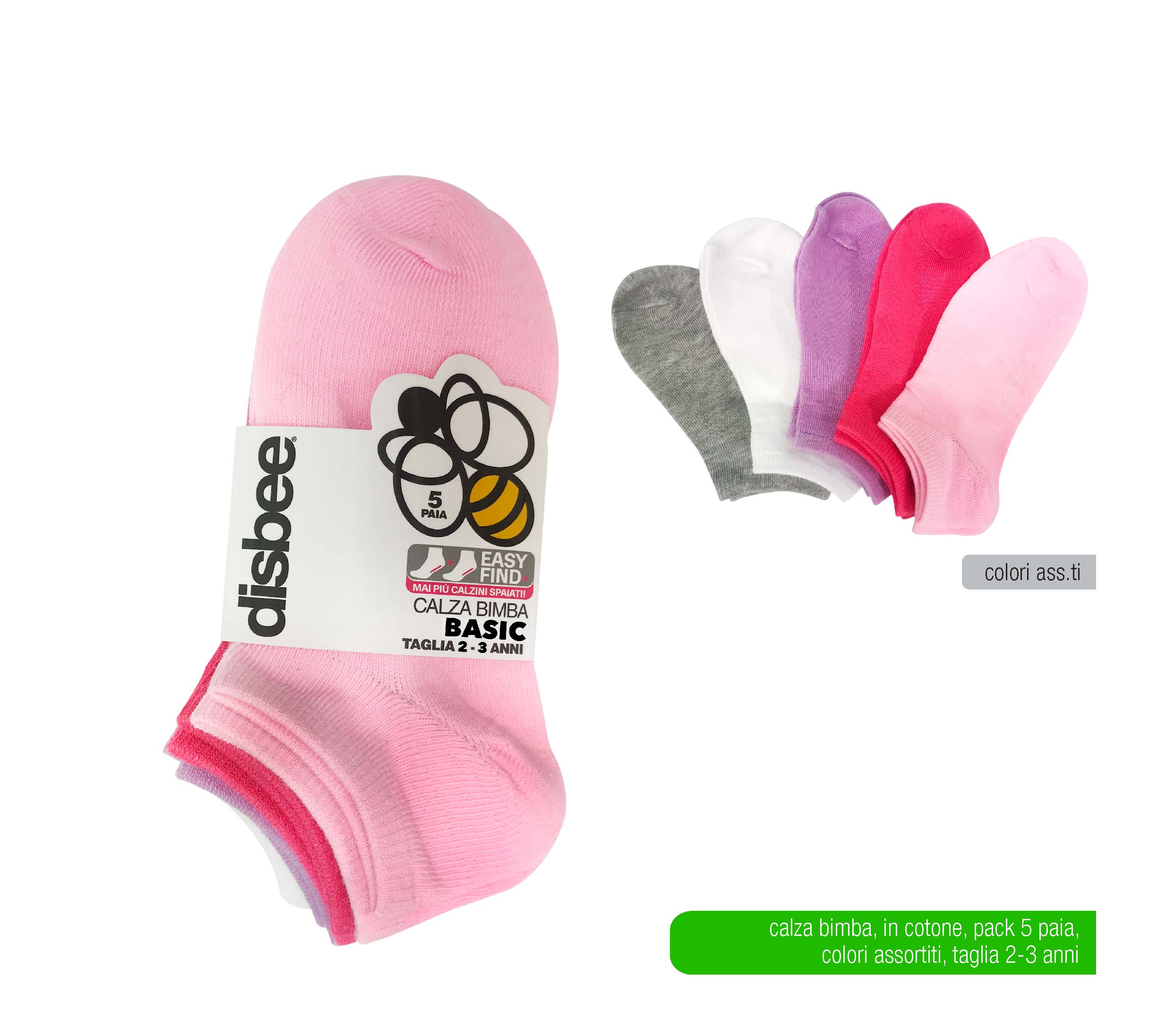 AUR CALZA BIMBA BASIC 2-3 ANNI 5PZ