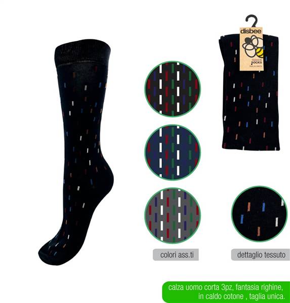 DISBEE CALZA UOMO 3PZ RIGHINE T.U CORTE 