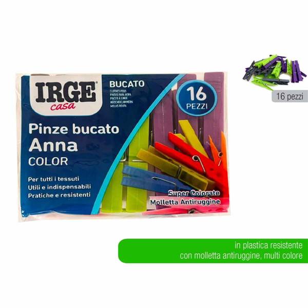 IRGE PINZE BUCATO ANNA 16PZ COLOR 