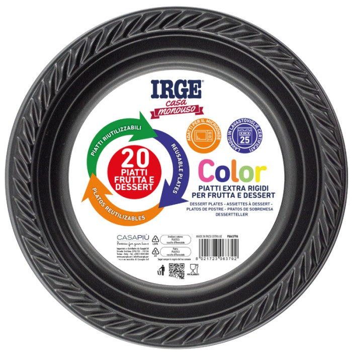 IRGE PIATTI DESSERT 20PZ NERI