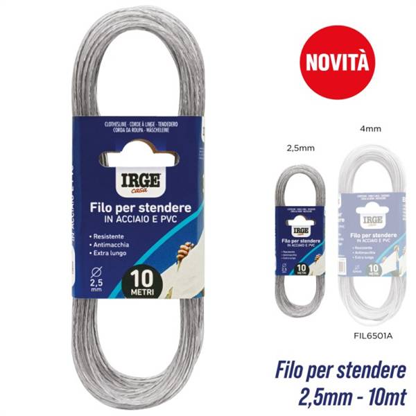 IRGE FILO STENDIBIANCHERIA ACCIAIO 10MT 
