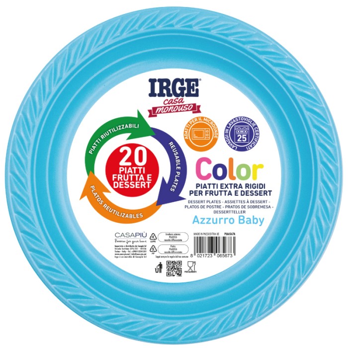 IRGE PIATTI DESSERT 20PZ AZZURRO BABY