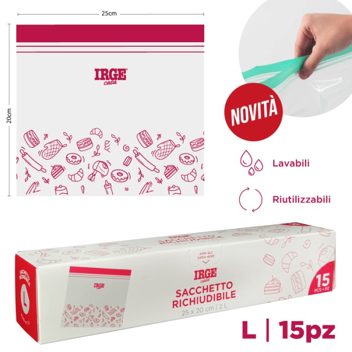 IRGE SACCHI DOPPIA ZIP 25X20 15PZ