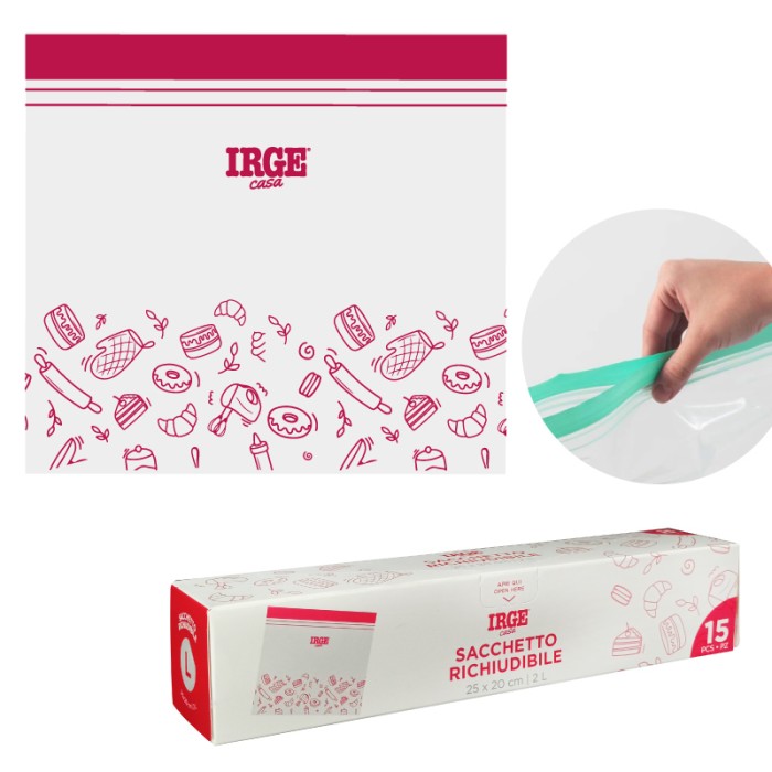 IRGE SACCHI DOPPIA ZIP 25X20 15PZ