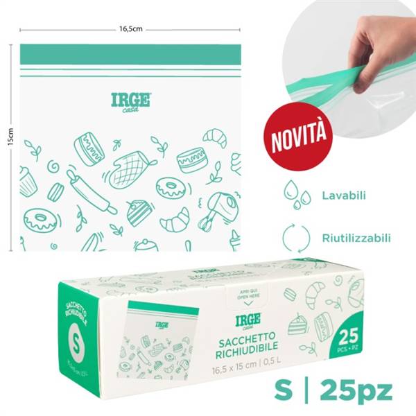 IRGE SACCHI DOPPIA ZIP 16.5X15 25PZ 
