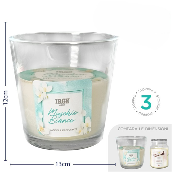 IRGE CANDELA VASO 460GR MUSCHIO BIANCO 