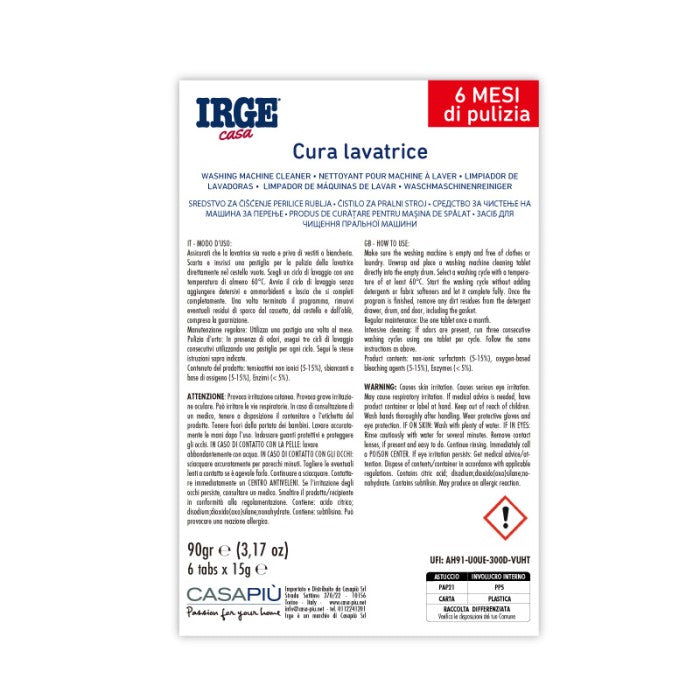 IRGE TABS X PULIZIA LAVATRICE 6PZ