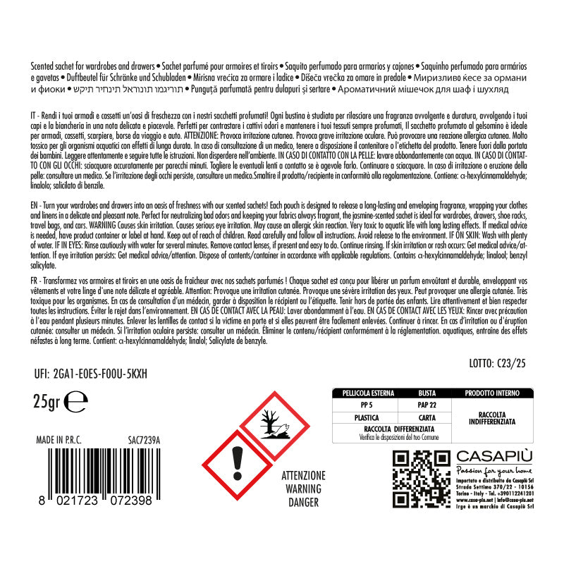 IRGE SACCHETTO PROFUMATO 15X15CM GELSOM