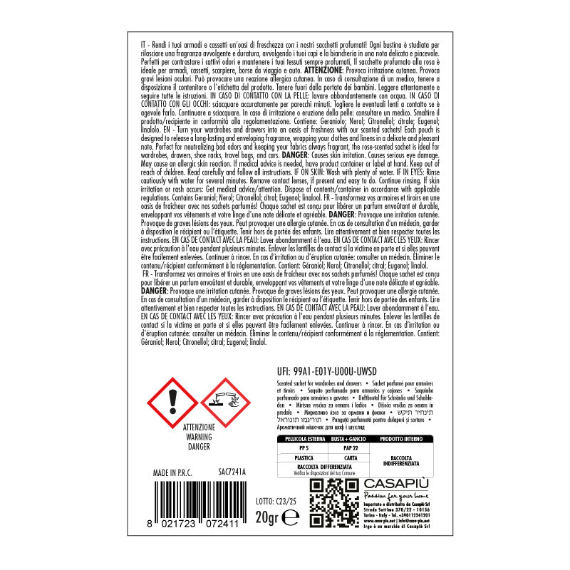 IRGE SACCHETTO PROFUMATO ROSA CON GANCIO