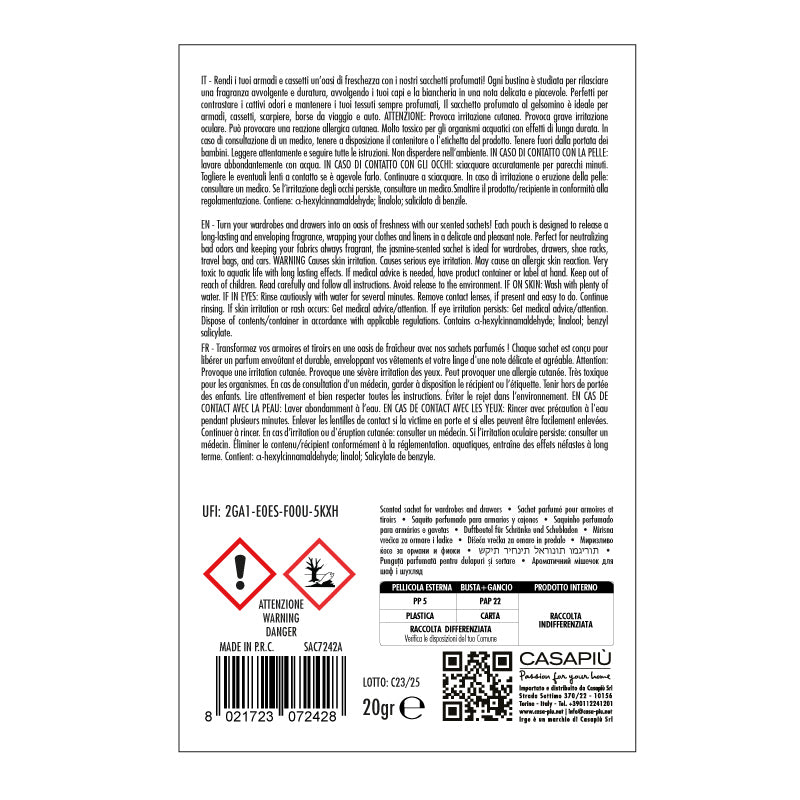 IRGE SACCHETTO PROFUMATO GELSOMINO CON GANCIO