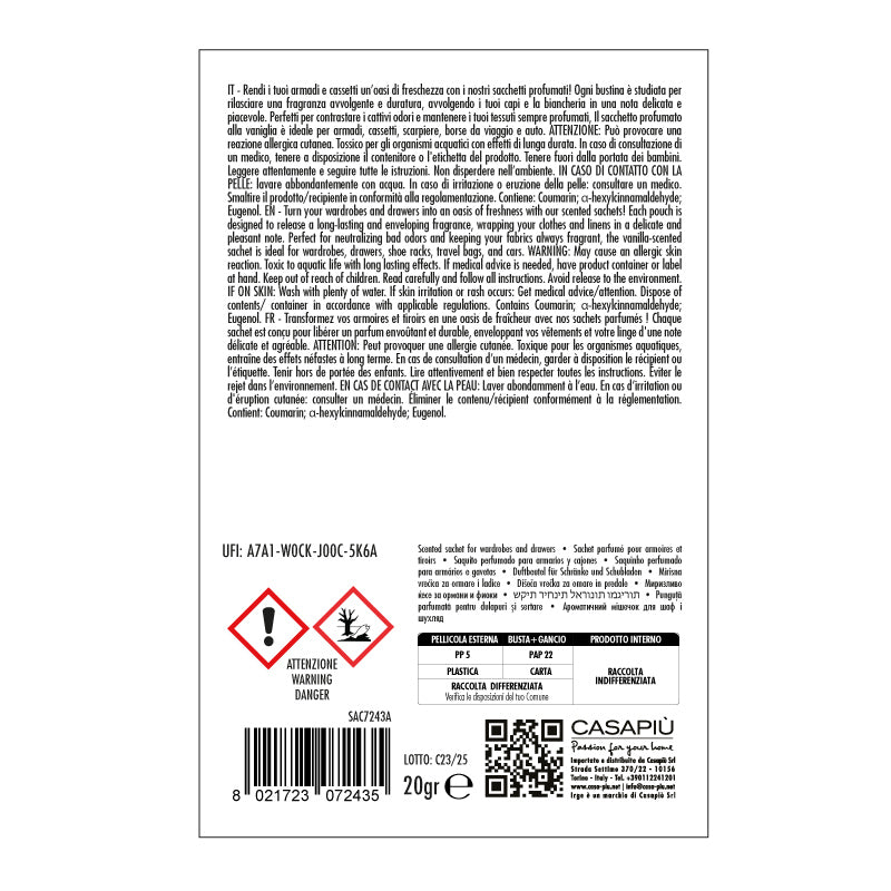 IRGE SACCHETTO PROFUMATO VANIGLIA CON GANCIO