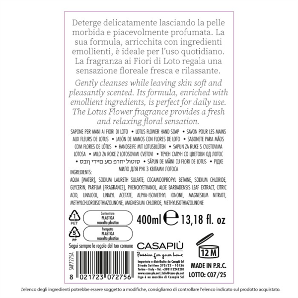 MAGNOLIA SAPONE LIQ. 400ML FIORI DI LOTO