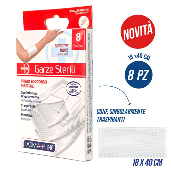 FARMALINE COMPRESSE GARZA COTONE 18X40