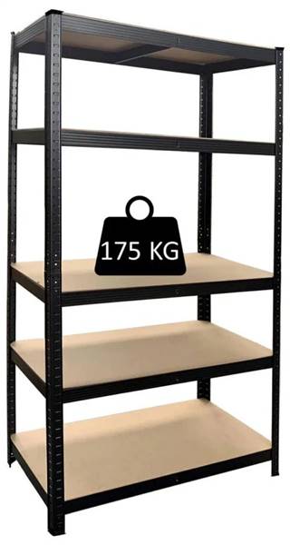 BIACCHI SCAFFALE PESANTE NERO 5 RIP. MDF RIPIANI MDF
