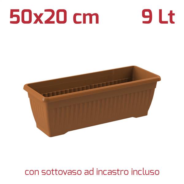 RECA VASO RETT. GAIA C/SOTT 50X20 TERRAC 