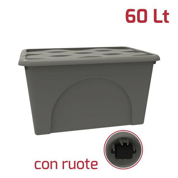 RECA BOX DUNE 60LT C/RUOTE GRIGIO TALPA 60X40X33 CM