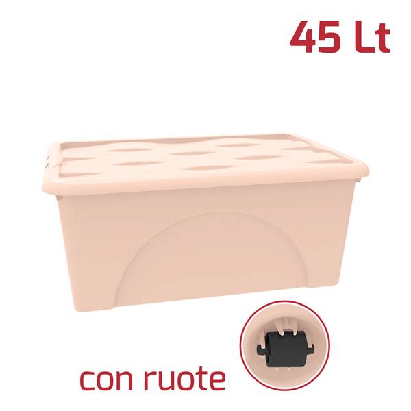 RECA BOX DUNE 45LT C/RUOTE ROSA ANTICO 60X40X25 CM