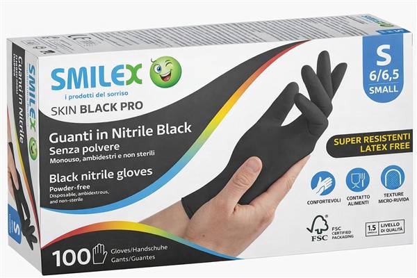 SMILEX GUANTI NITRILE NERO S S/P 100PZ