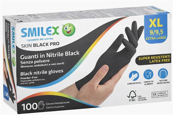SMILEX GUANTI NITRILE NERO XL S/P 100PZ 