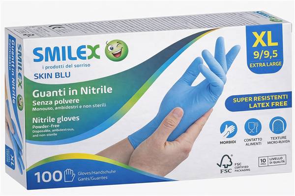 SMILEX GUANTI NITRILE BLU XL S/P 100PZ