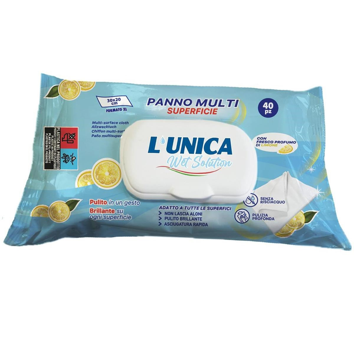 UNICO SALVIETTE MULTISUPERF. 40PZ LIMONE