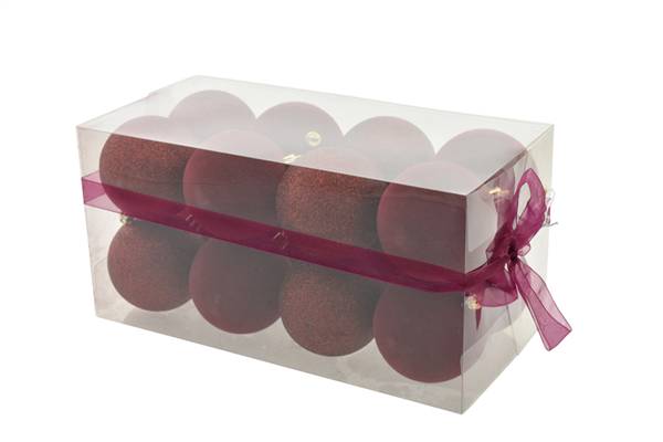 PARTENOPE BOX 16 SFERE 8CM BORDEAUX 