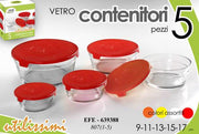 GICOS SET 5 CONTENITORI VETRO C/COP. ASS 
