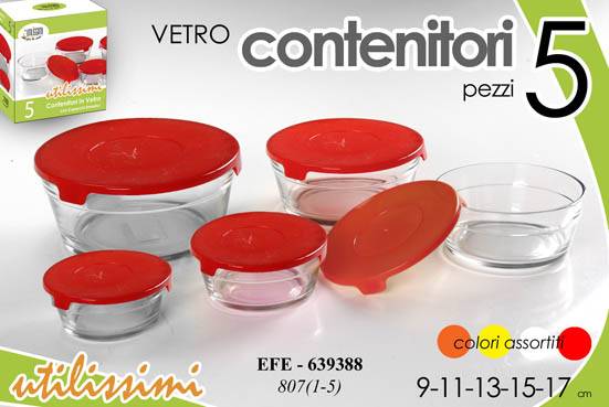 GICOS SET 5 CONTENITORI VETRO C/COP. ASS 