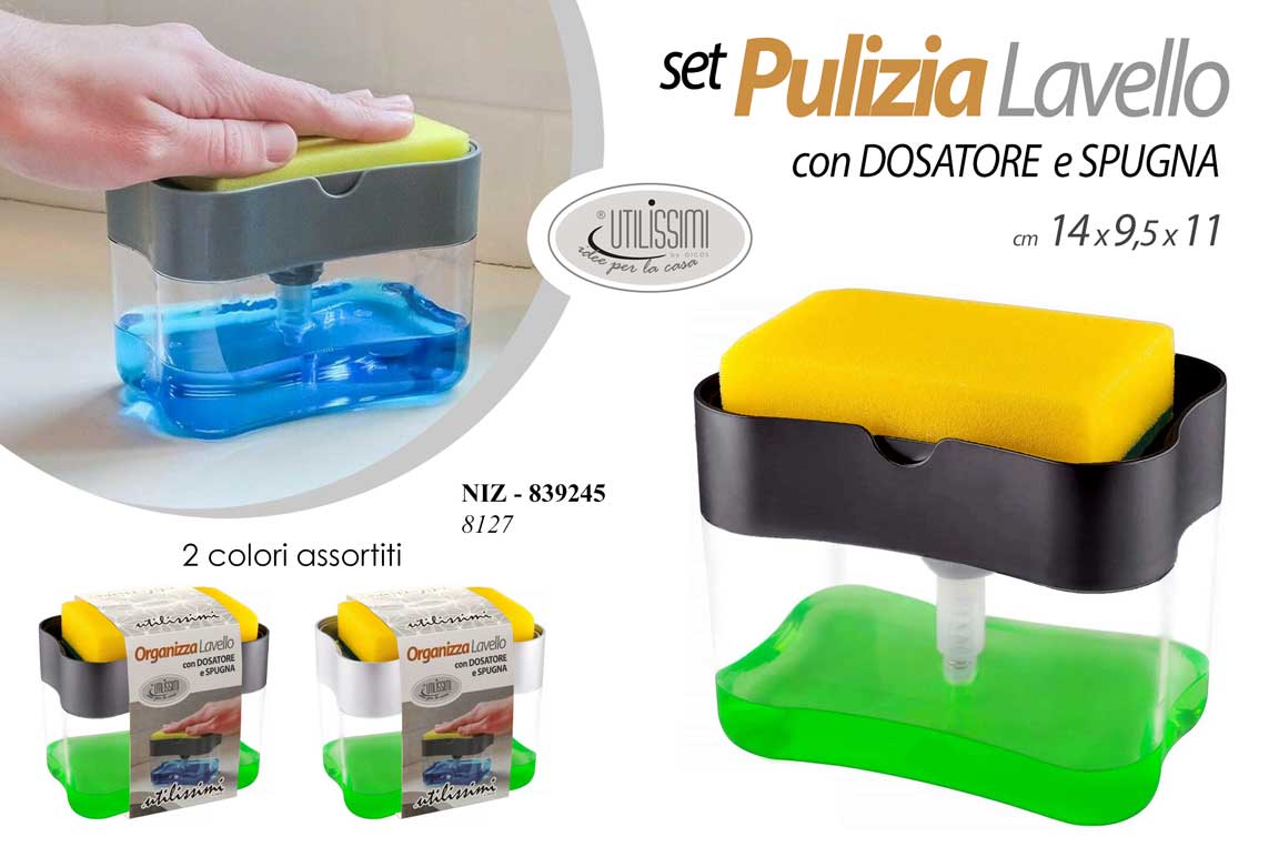 GICOS PORTASAPONE+SPUGNA 14X10X11CM ASS