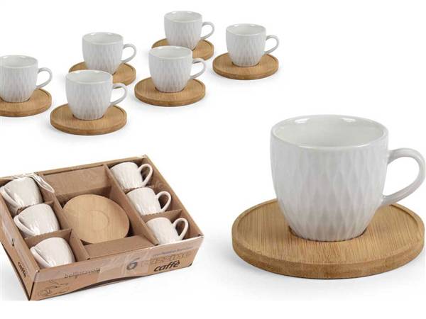 GICOS SET 6 TAZZINE CON PIATTINO BAMBOO 