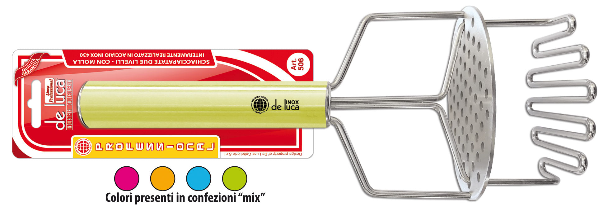 DE LUCA SCHIACCIAPATATE INOX A MOLLA 2 L