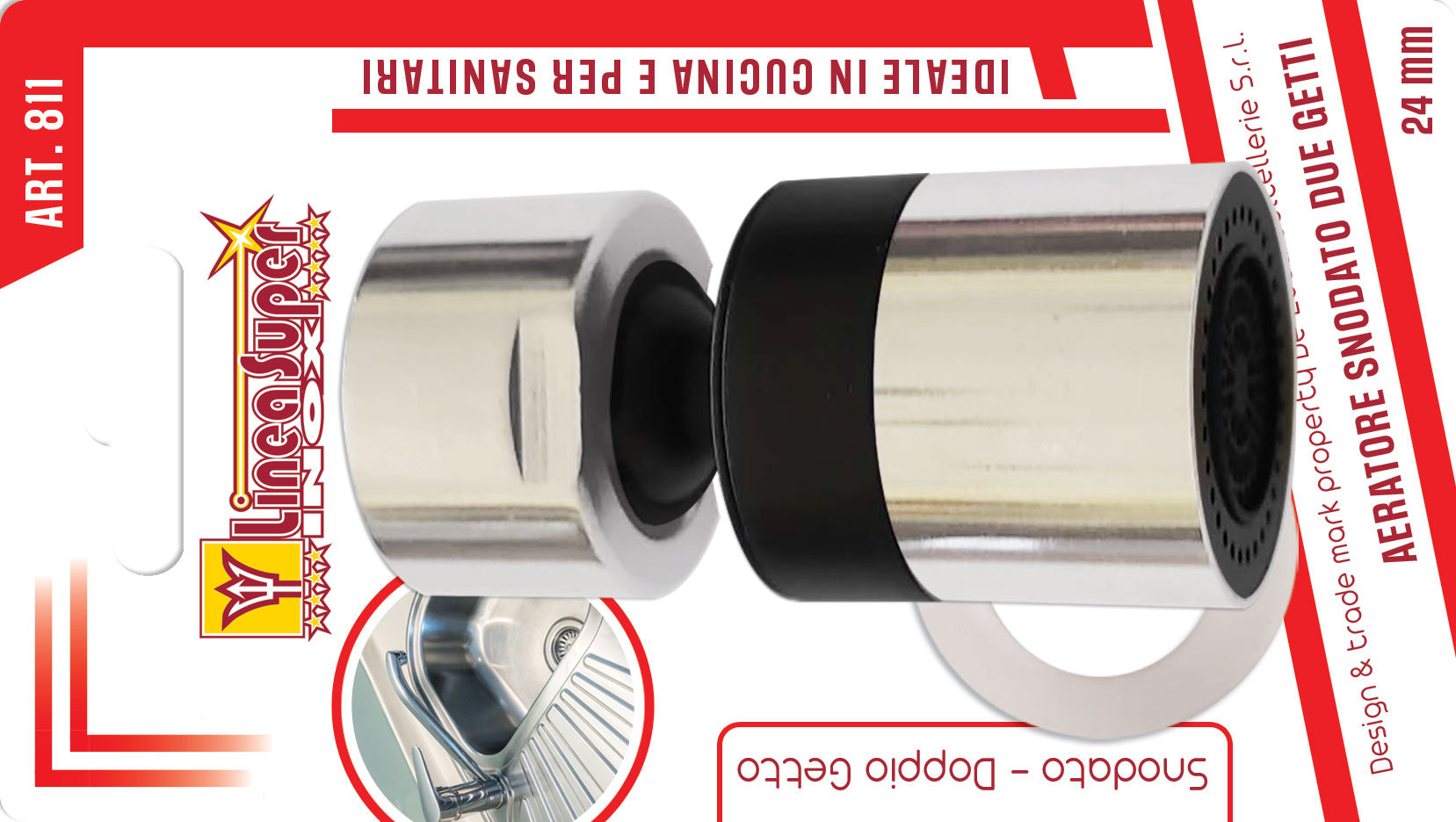 DE LUCA AERATORE SNODATO CROMATO 2 GETTI ART.811