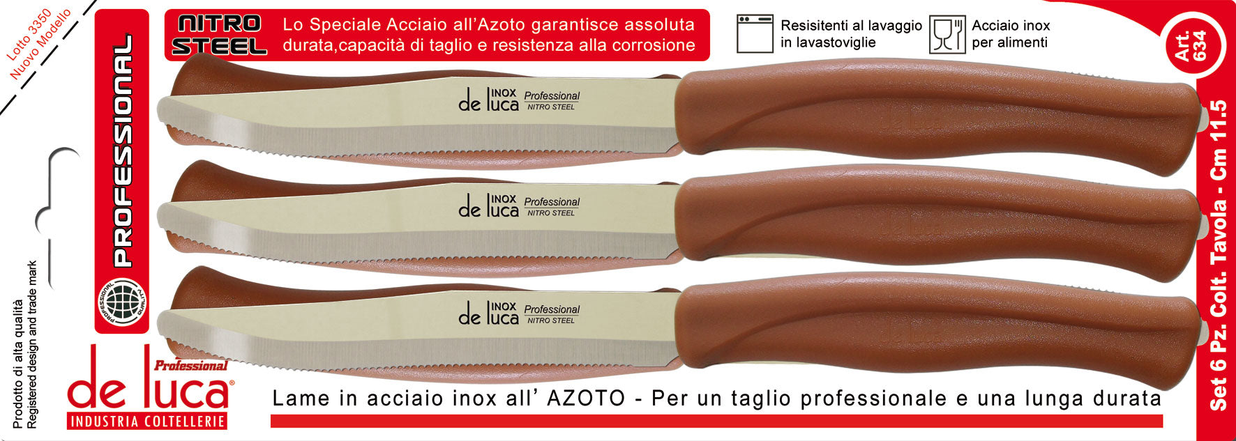 DE LUCA SET 6 COLTELLI TAVOLA M.CO MARRO ART. 634