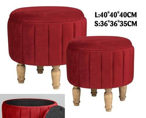 VEA SET 2 POUF MADRID VELL BORDO 