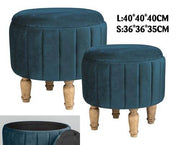VEA SET 2 POUF MADRID VELL BLUE 