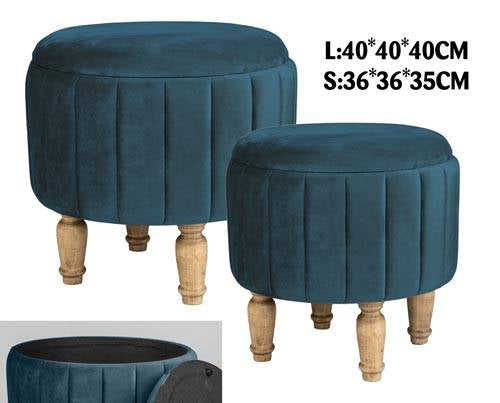 VEA SET 2 POUF MADRID VELL BLUE 