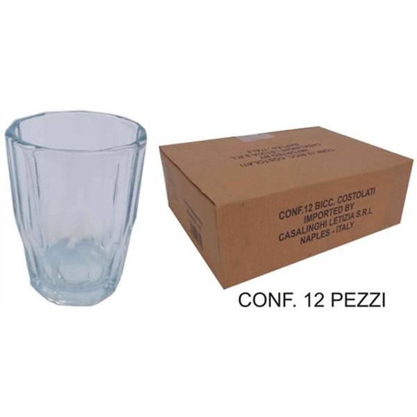 BICCHIERI VETRO 12PZ COSTOLATI 100ML