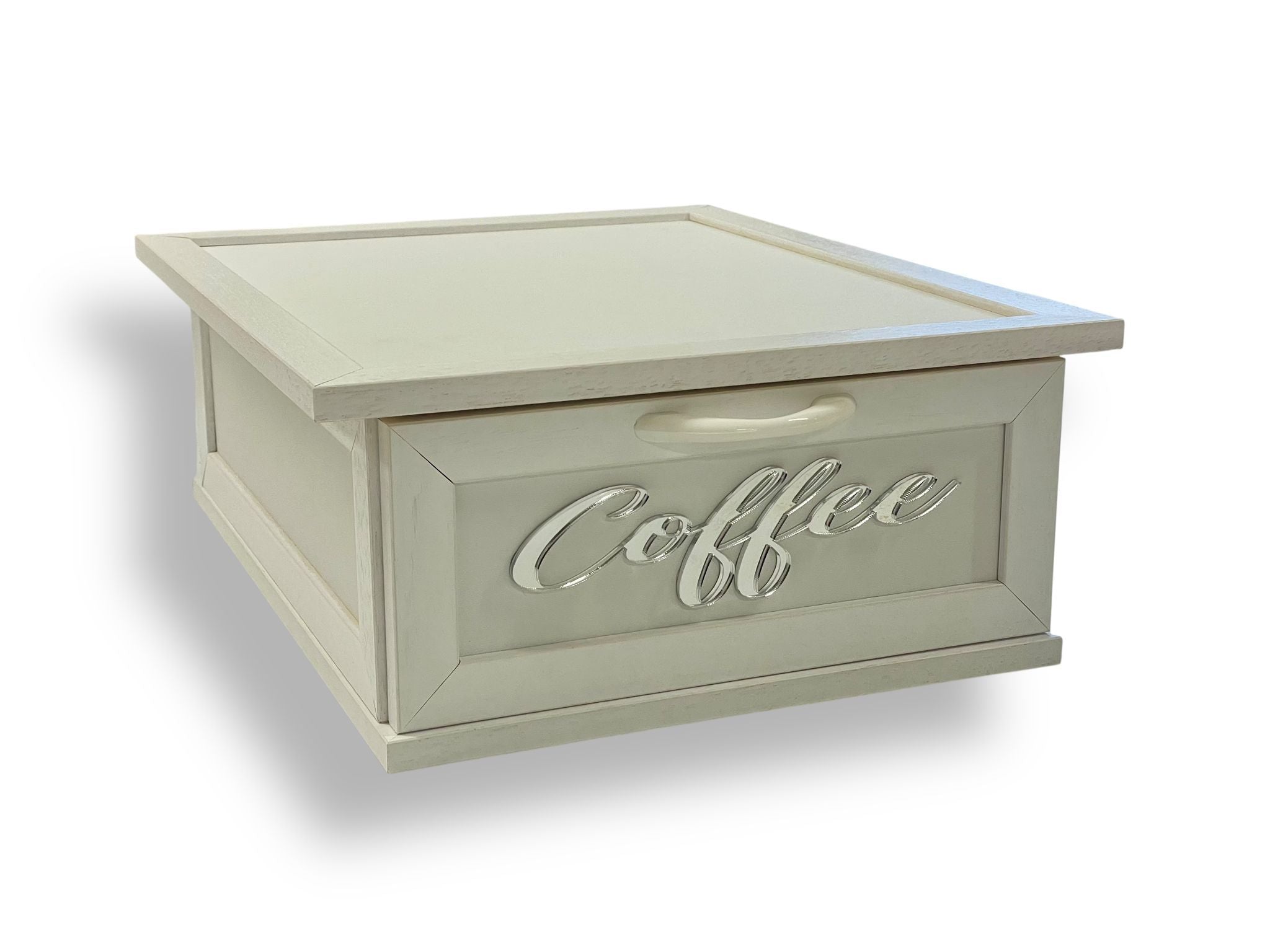 CREAZIONI PORTACIALDE LUX CAFFE' BIANCO CON SCRITTA IN PLEXIGLASS