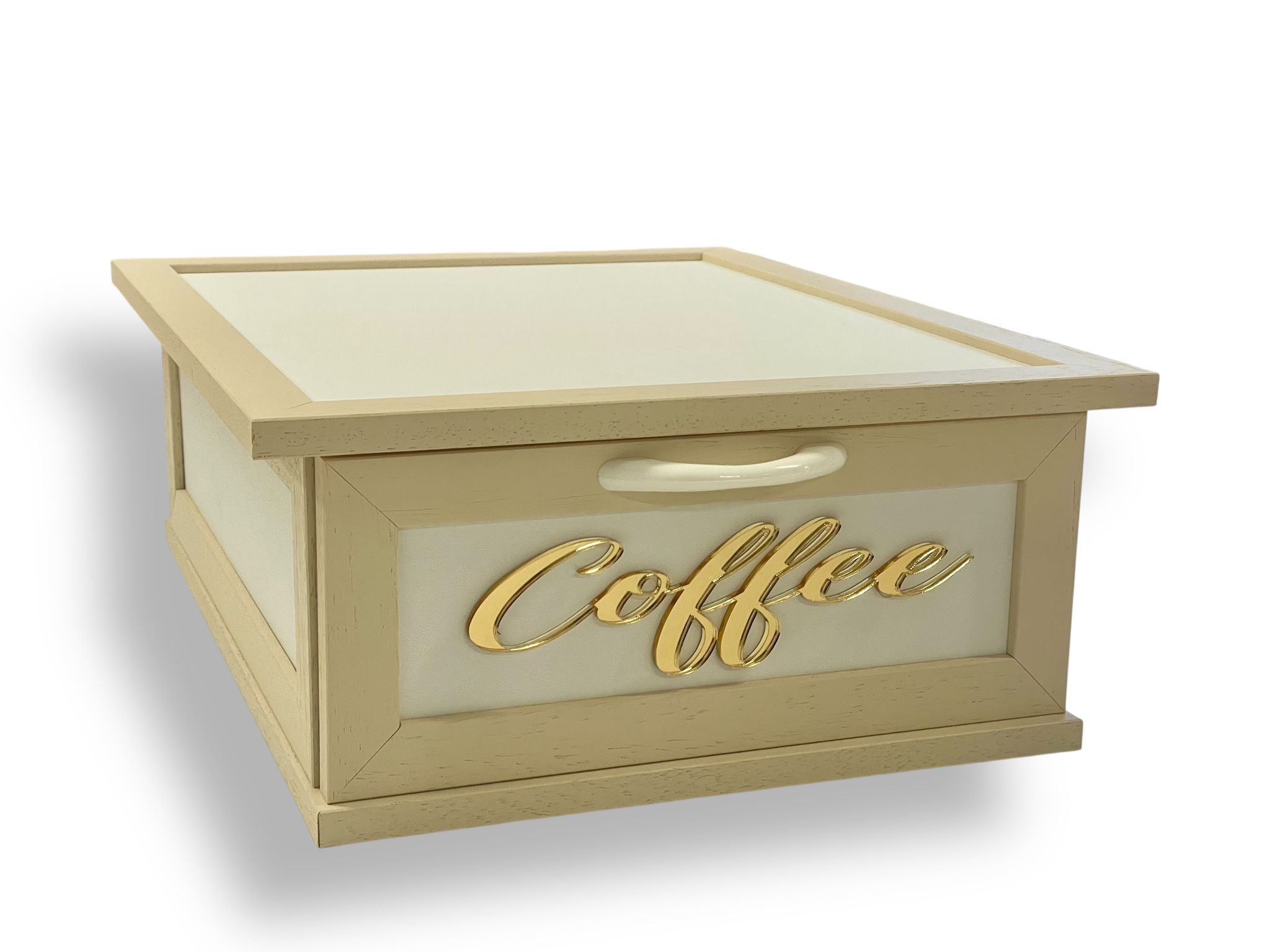 CREAZIONI PORTACIALDE LUX CAFFE' PANNA CON SCRITTA IN PLEXIGLASS