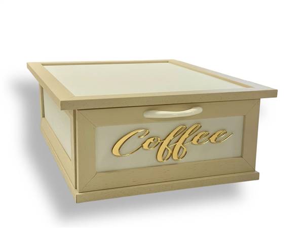 CREAZIONI PORTACIALDE LUX CAFFE' PANNA CON SCRITTA IN PLEXIGLASS