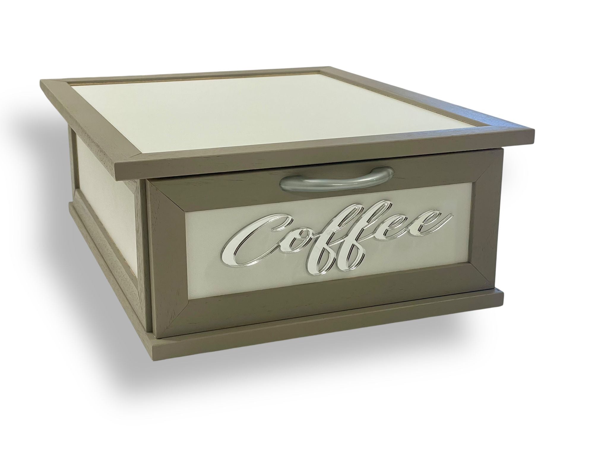 CREAZIONI PORTACIALDE LUX CAFFE' TORTORA CON SCRITTA IN PLEXIGLASS