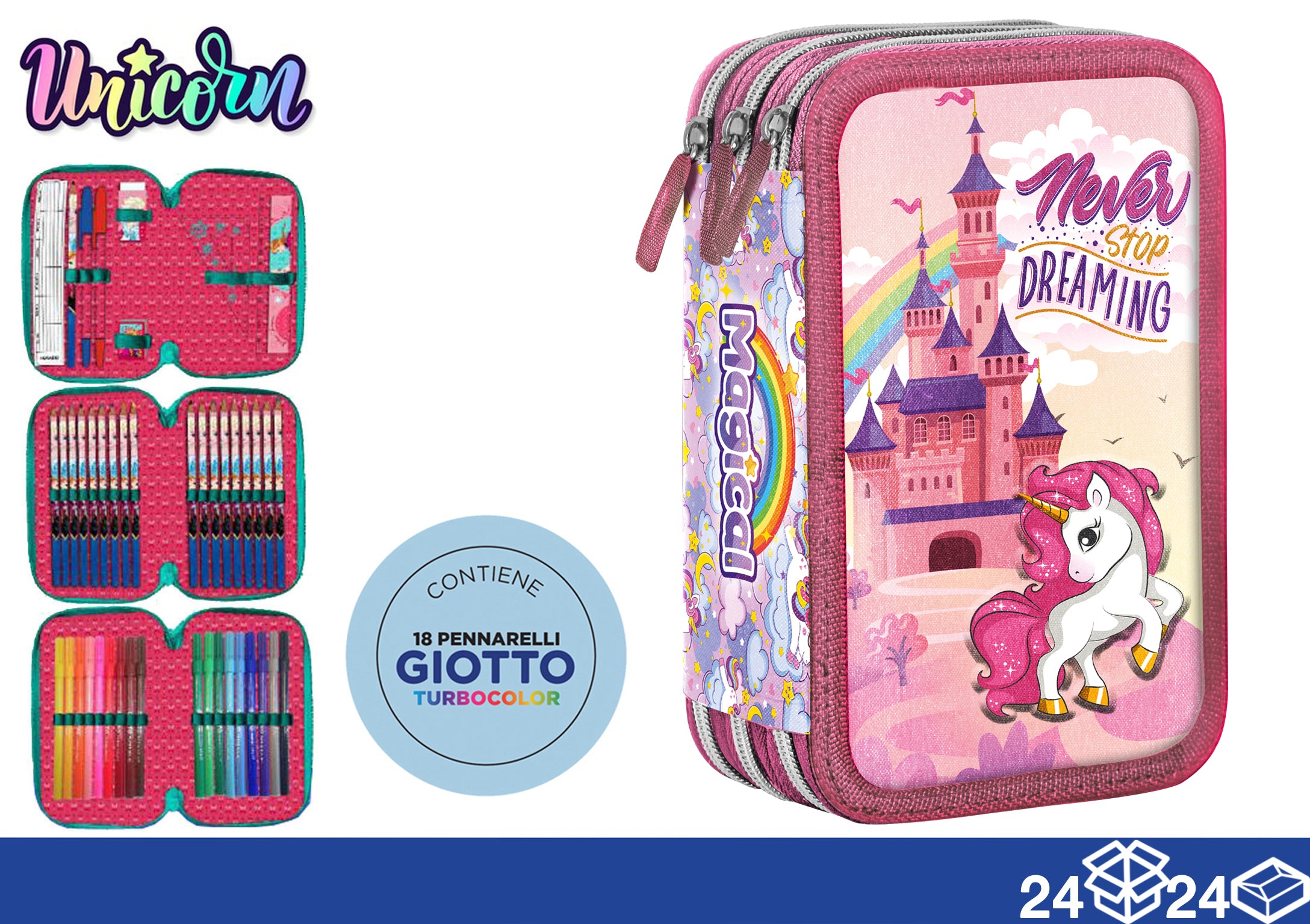 GIOTTO ASTUCCIO 3 ZIP UNICORN
