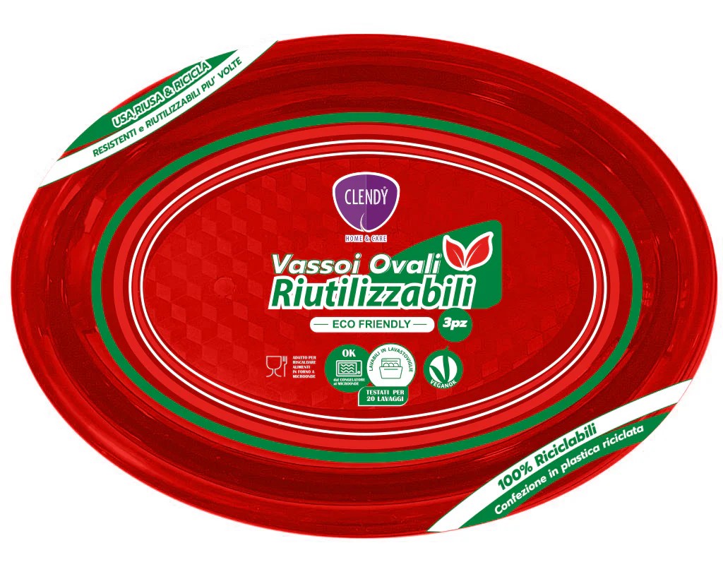 CLENDY VASSOIO OVALI RIUT. ROSSO