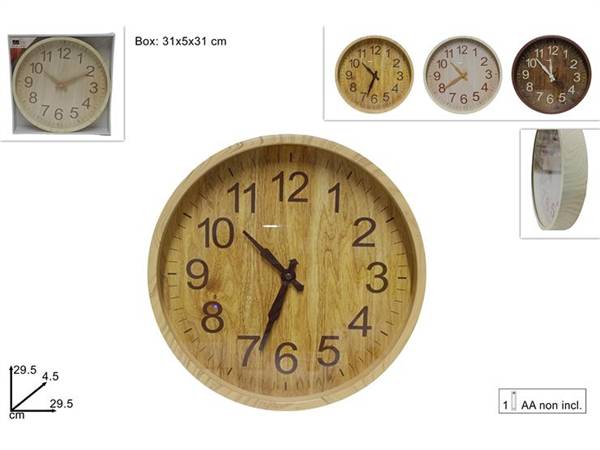 DUE ESSE OROLOGIO MURO EFFETTO LEGNO ASS 