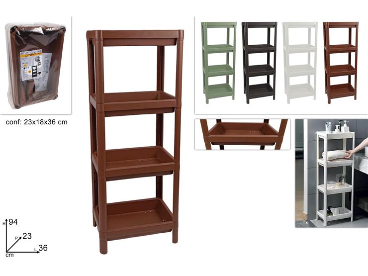 DUE ESSE SCAFFALE PLASTICA 4 RIPIANI ASS 36X23X H94 CM