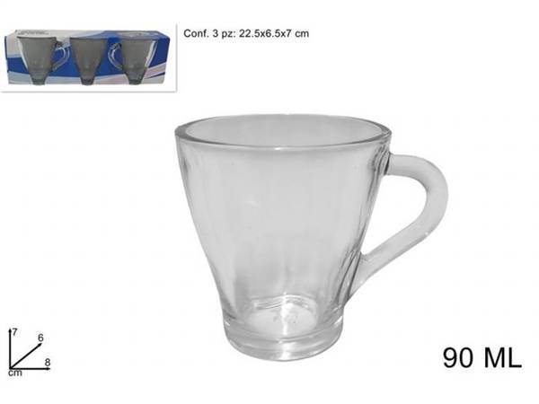 DUE ESSE TAZZINE VETRO SET 3PZ 